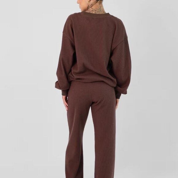 Comfrt Waffle Lounge Hoodie and Sweatpant Set in Cocoa - Medium (NWT) - Picture 2 of 7